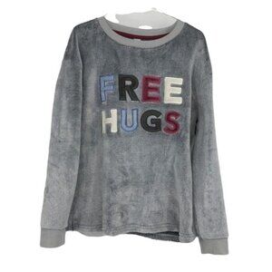 Free Hugs George grey velvet faux Sherpa crewneck sweater extra cozy